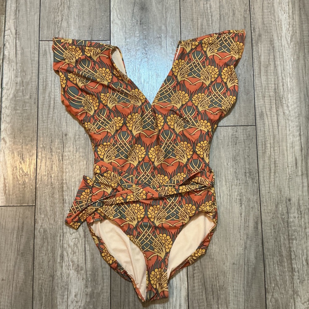 Albion Orange and Yellow Floral One Piece Swimsuit